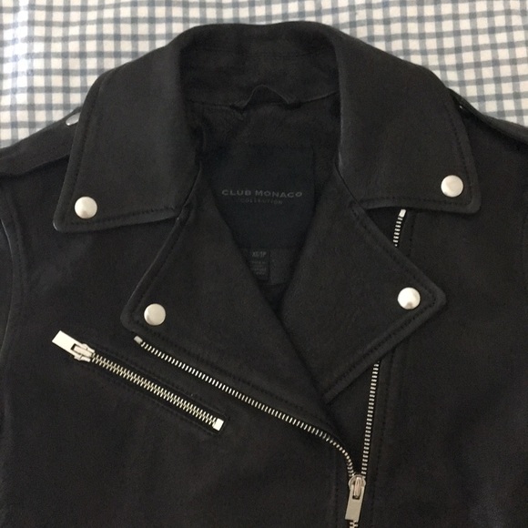 Club Monaco Gracella black leather jacket, size xs - Picture 3 of 8